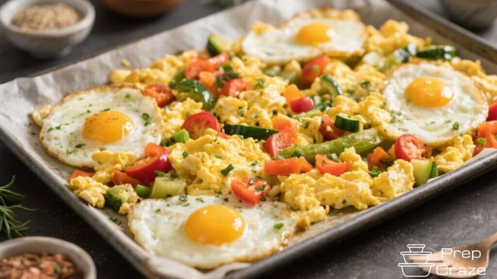 Sheet Pan Scrambled Eggs With Veggies