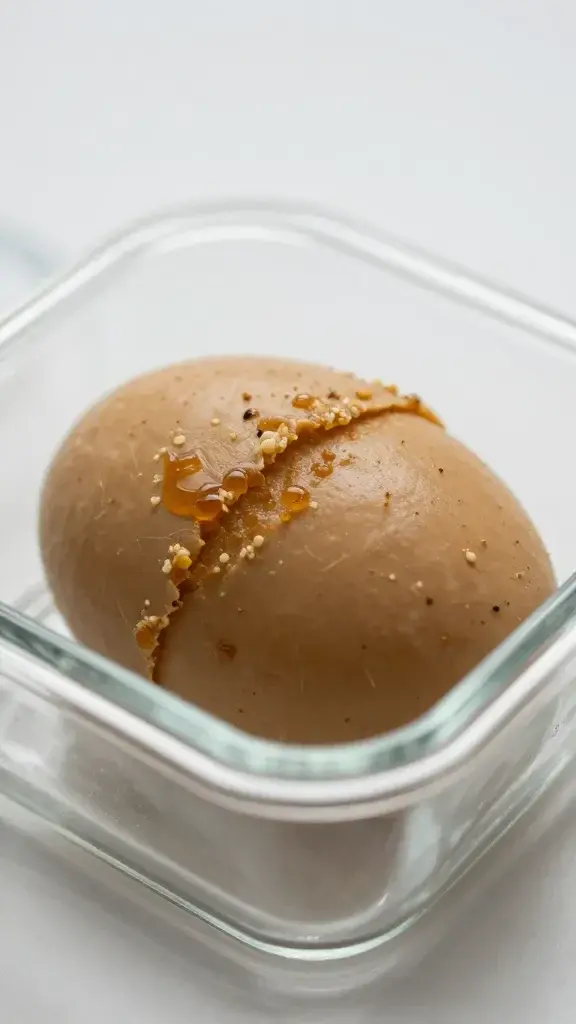 Closeup of a single lunch-sized portion in a clear glass container